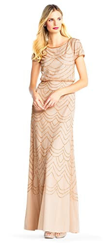Short Sleeve Blouson Beaded Gown C9738
