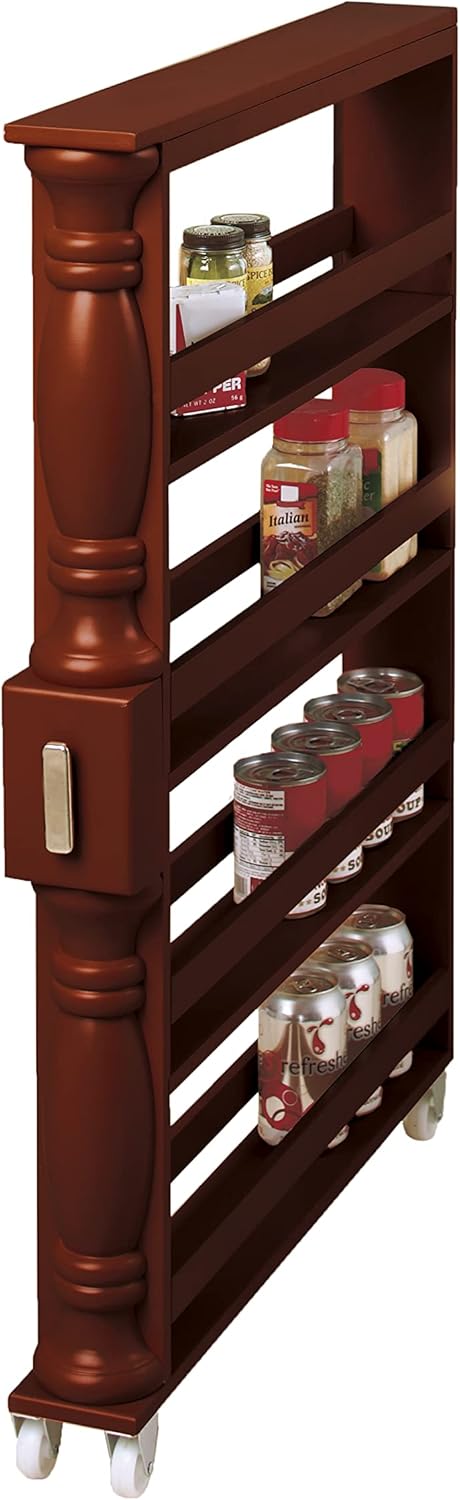 Natural Slim Rolling Kitchen Cart C241