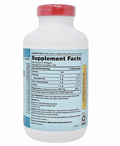 Magnesium Citrate 250mg Softgels 270 Count V3001