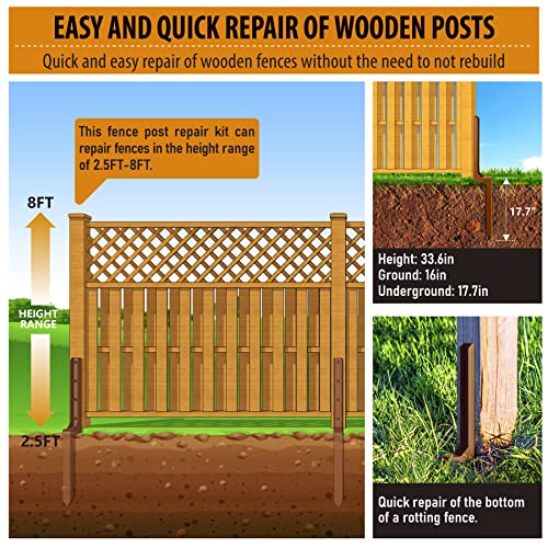 2.8 FT Fence Post Repair Kit Brown I350