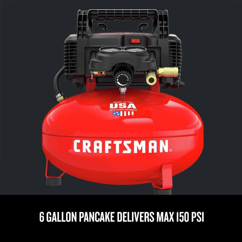 0.8 HP 6 Gallon Oil-Free Pancake Air Compressor N918