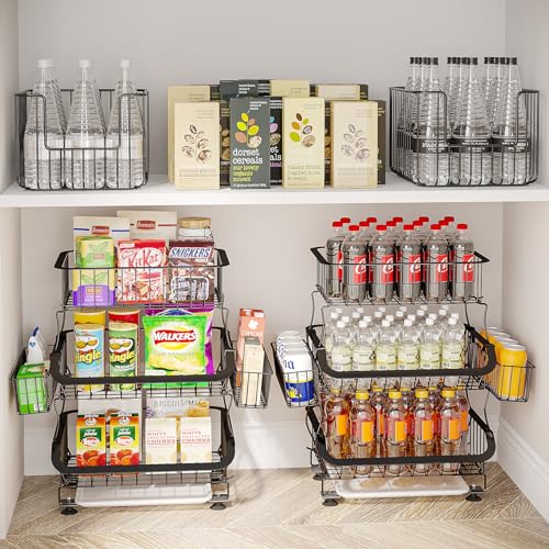 5 Tier Stackable Metal Wire Basket Cart with Rolling Wheels W399521