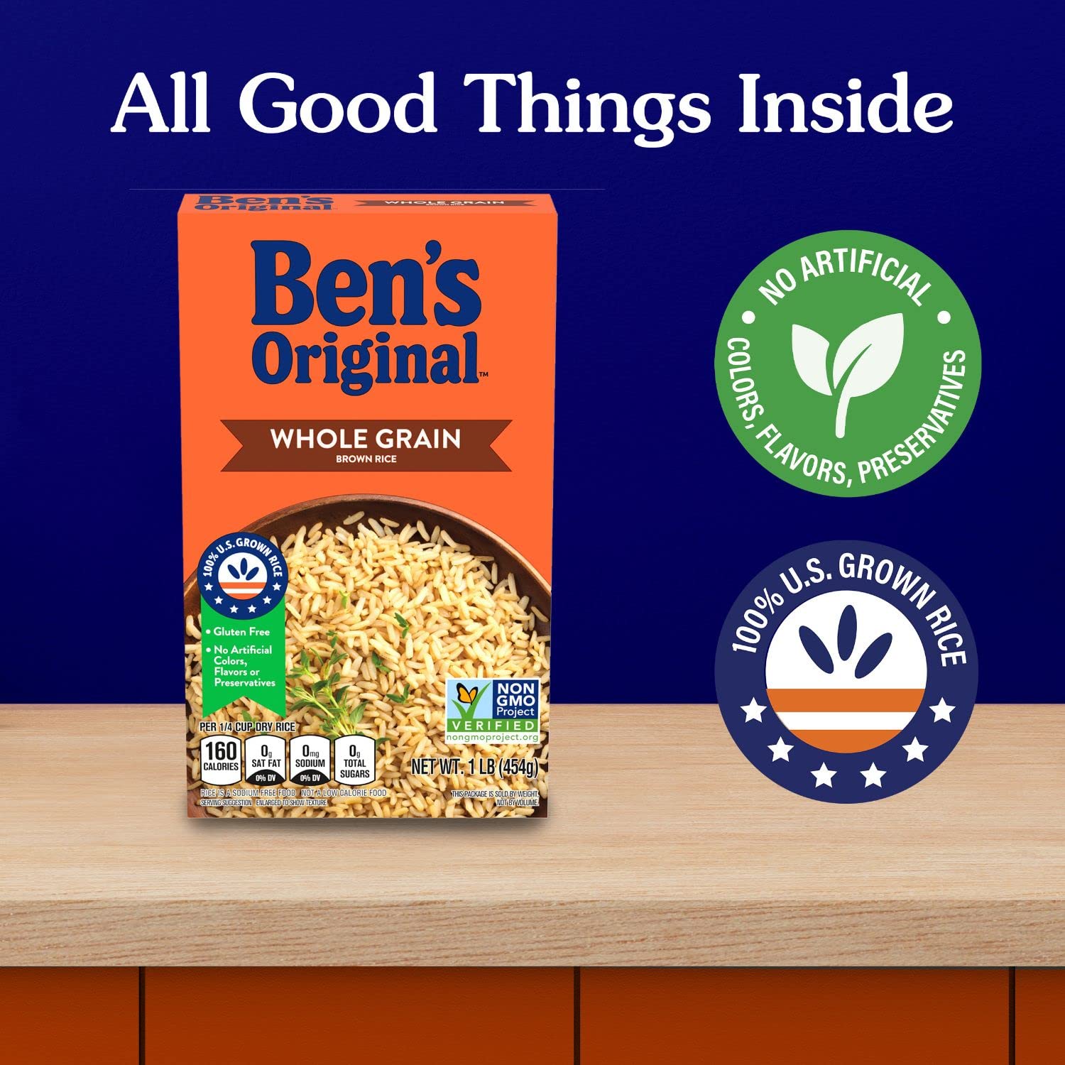 Whole Grain Brown Rice, 1 LB Box (Pack of 12) T7077