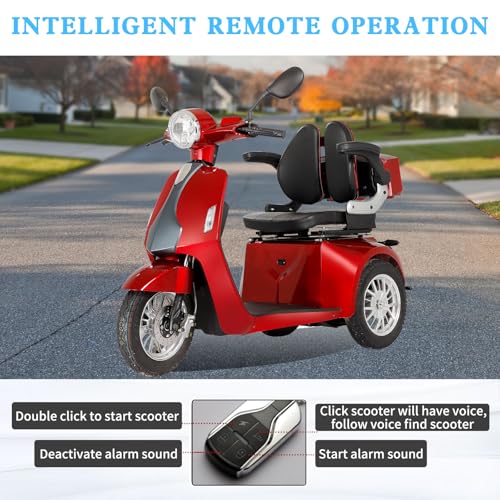 Red 3 Wheel All Terrain Mobility Scooter 500lbs Capacity 800W M1671