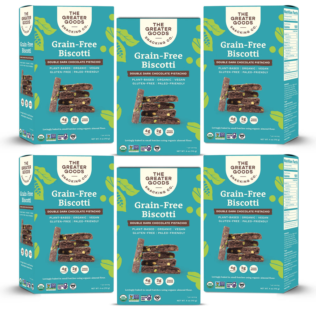 Gluten Free Double Dark Chocolate Pistachio Biscotti Cookies, 4oz, 6 Boxes Y1598
