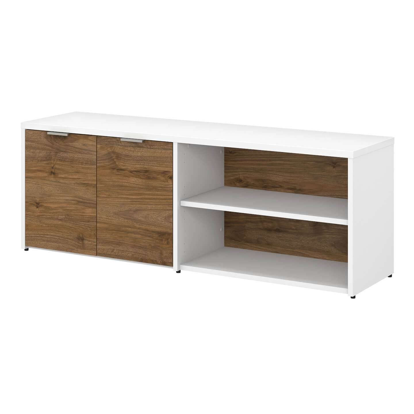 Storm Gray White Low Storage Cabinet with Doors and Shelves T441544