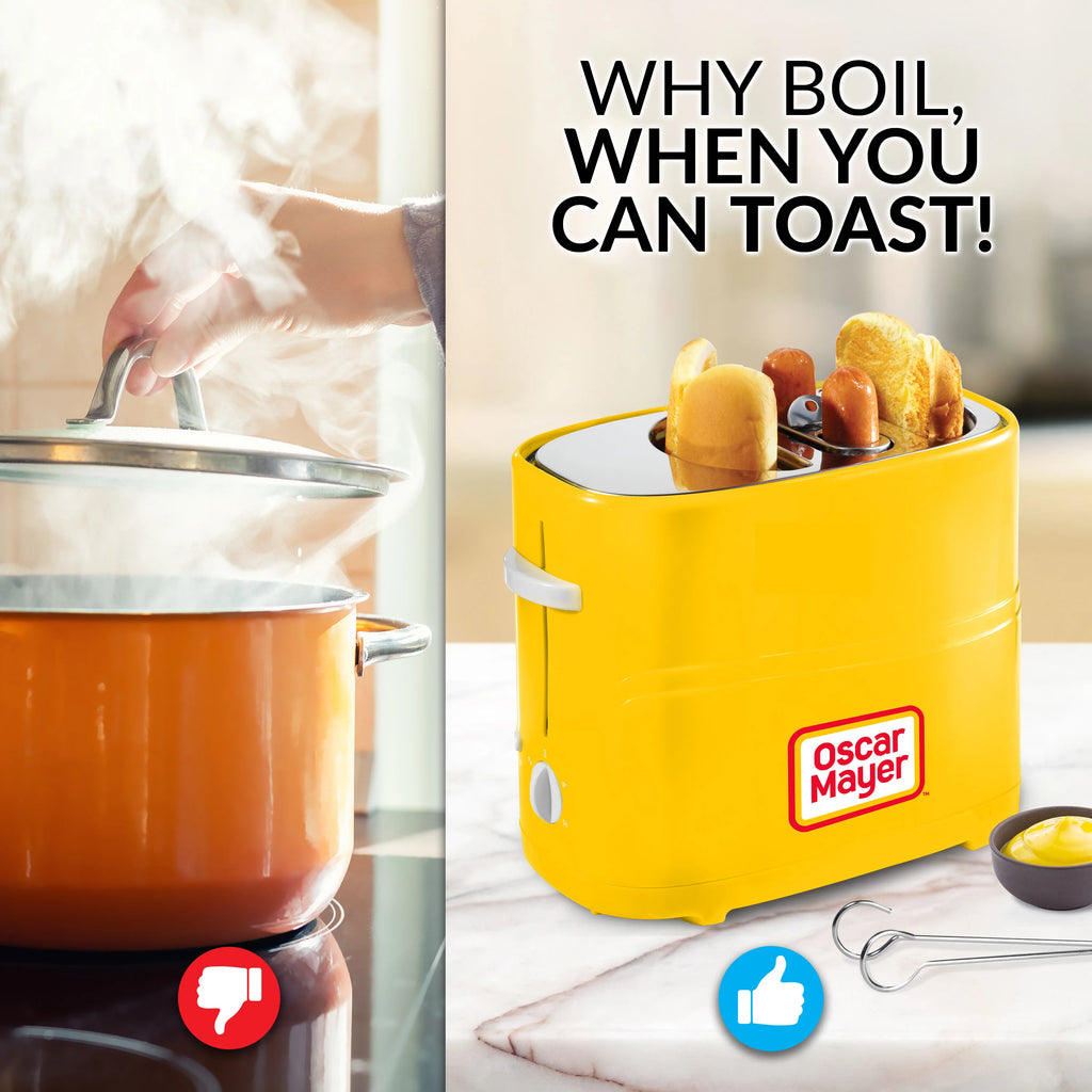 2 Slot Hot Dog and Bun Toaster with Mini Tongs G9742