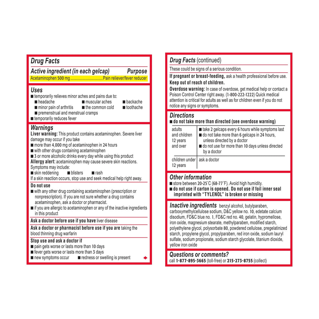 Extra Strength Acetaminophen Rapid Release Gels, 100 ct T5094