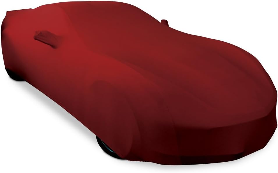 Dark Red Satin Stretch Indoor Car Cover D568