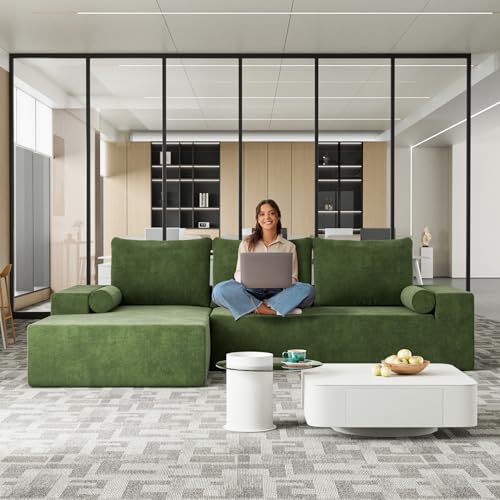 Beige White L-Shape Modular Sectional Sofa T596