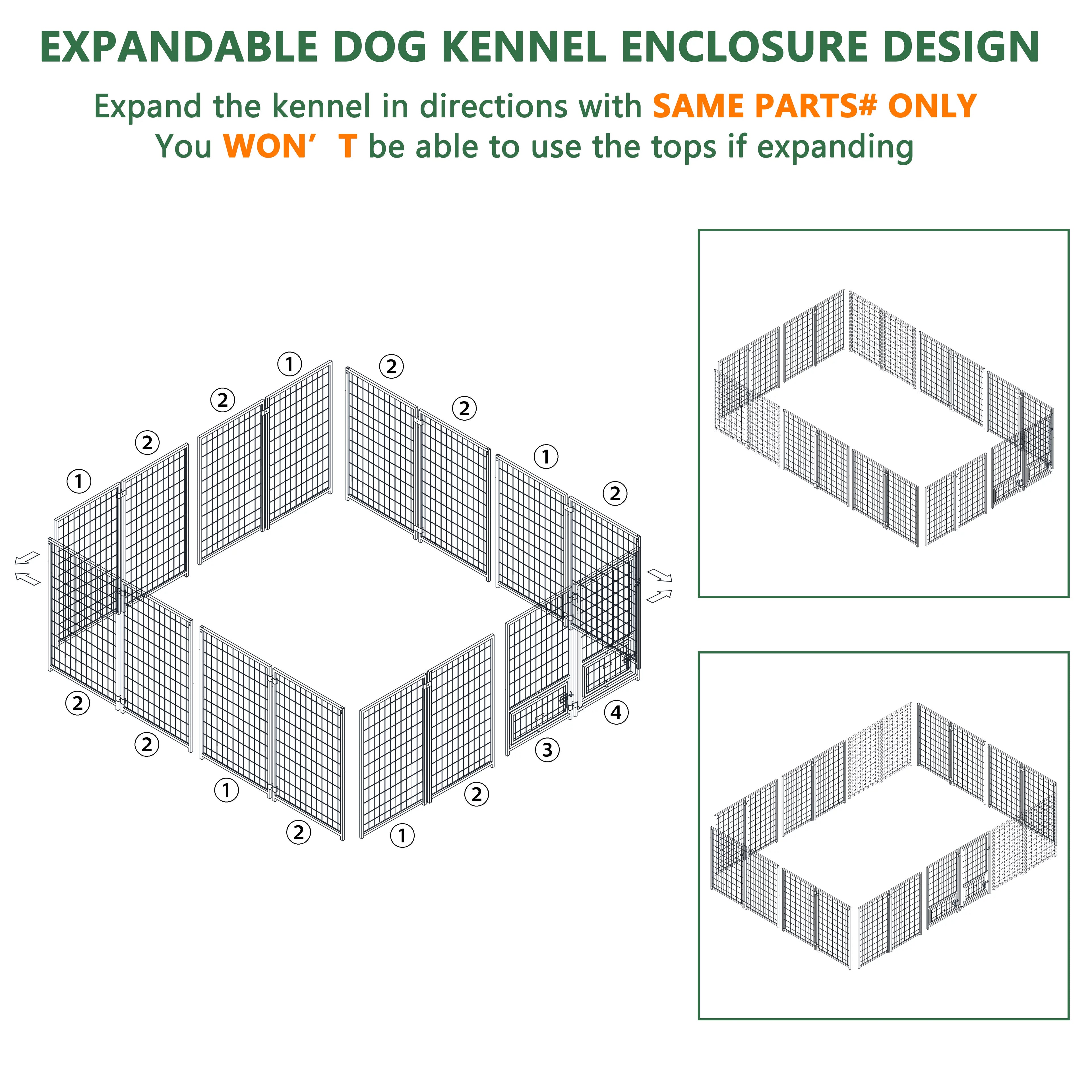 10x10 ft Outdoor Dog Kennel with Waterproof Canopy B321151