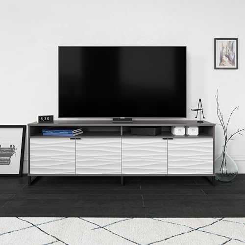 1 Door 3 Drawer Accent Cabinet, Faux Wave/Graphite Z28955