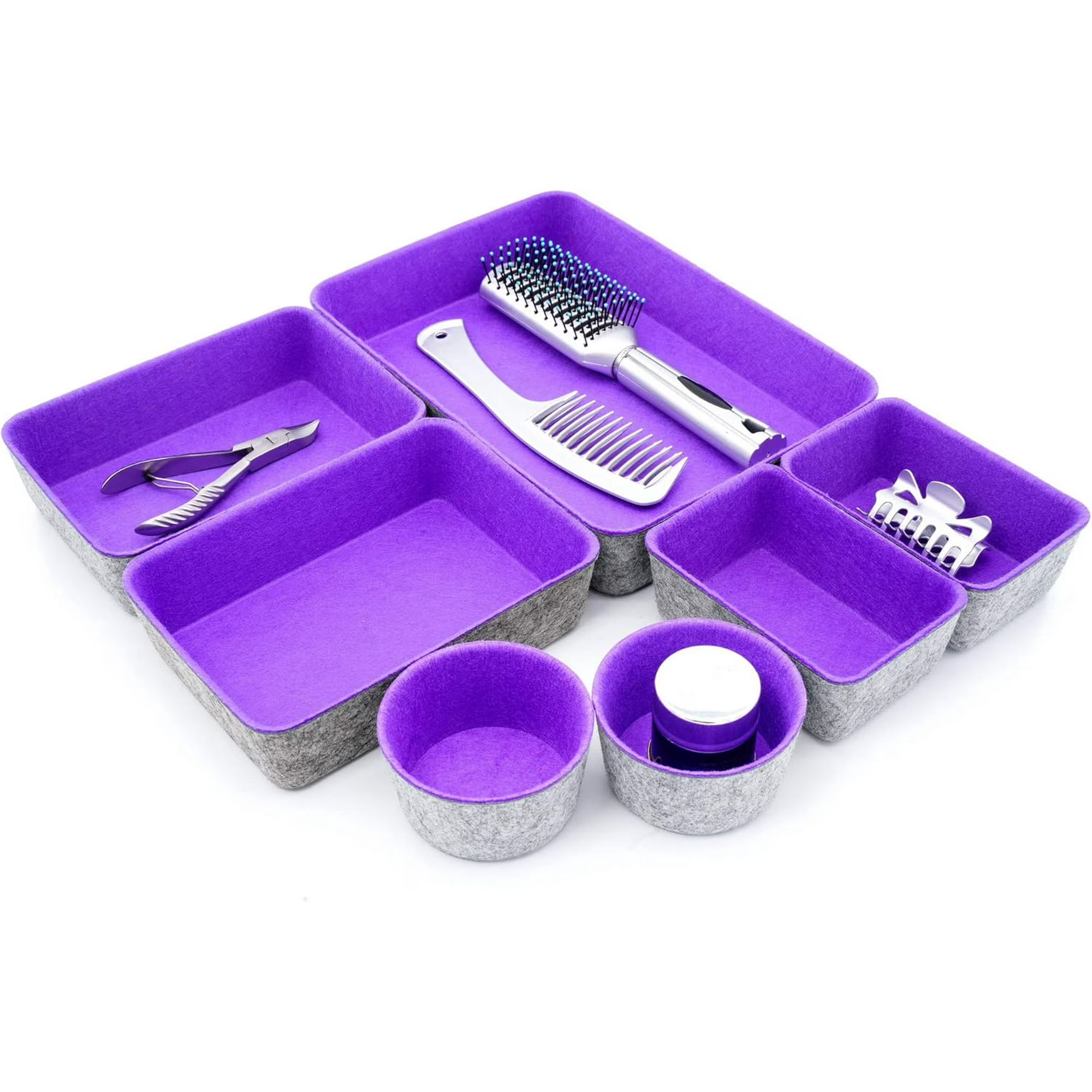 Maroon 7-Piece Felt Drawer Organizer Set B74197