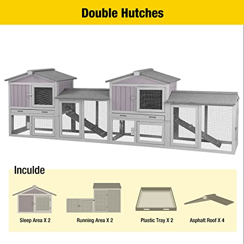 Rabbit Hutch Chicken Coop Bunny Cage Duck House with Run Waterproof Roof Plastic Tray G553