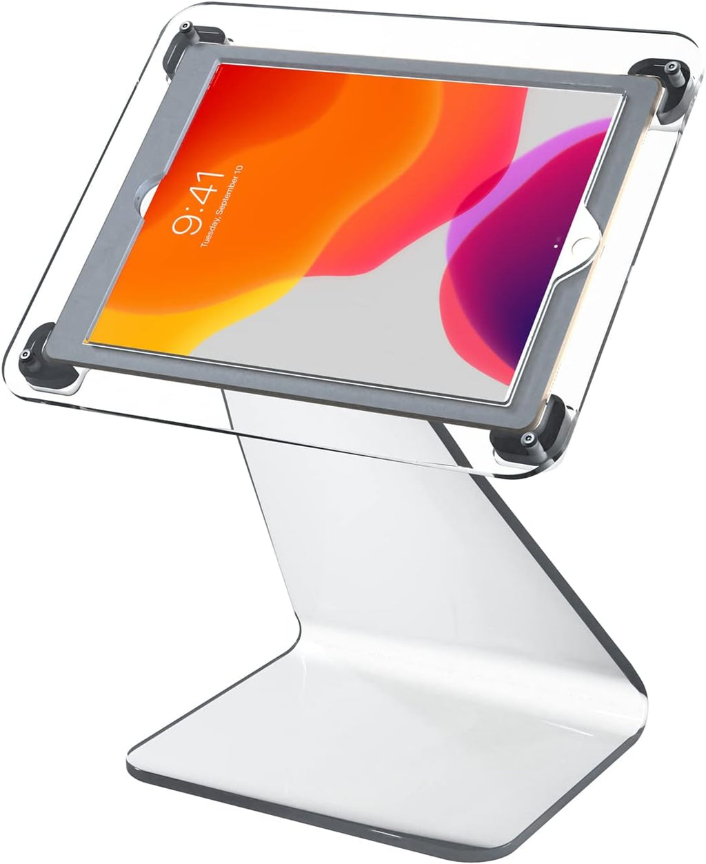 White Dual Kiosk Stand with Locking Case, Cable, Stylus and Tether X4353
