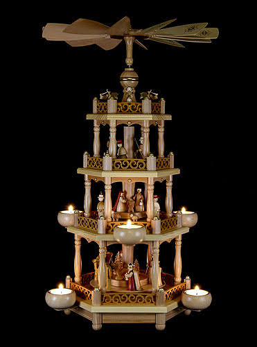 3-tier Natural Christmas Pyramid with Tealights H509