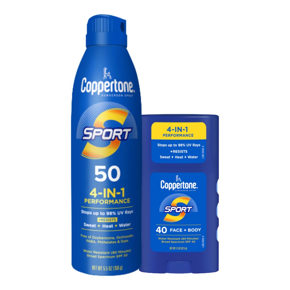 Sport Sunscreen Spray SPF 50 5.5 Oz and Sport Sunscreen Stick SPF 40 1.5 Oz F708