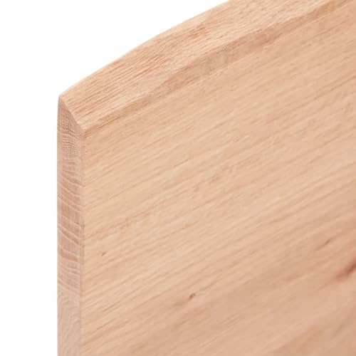 Solid Oak Wood Bathroom Countertop Light Brown Handmade Live Edge Vanity Top with Varnish Finish 15.7"x11.8"x(0.8"-1.6") U40313