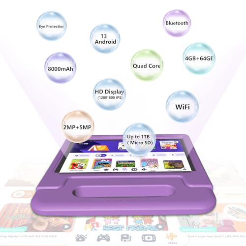 Green Kids Tablet 10 inch Android 13 4GB+64GB 1TB Expand HD Touchscreen WiFi Bluetooth Protective Case N971