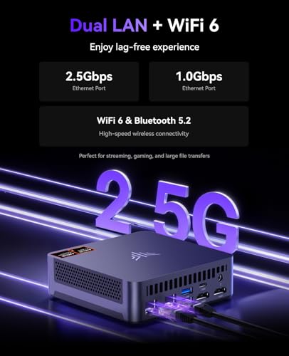 Mini PC with AMD Ryzen 7 5825U, 16GB DDR4 512GB M.2 SSD, USB Type-C, WiFi 6, BT 5.2 Z7805