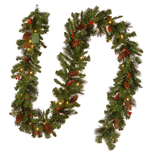 9 ft Pre-Lit Artificial Christmas Garland with 50 Warm White LED Lights O960460