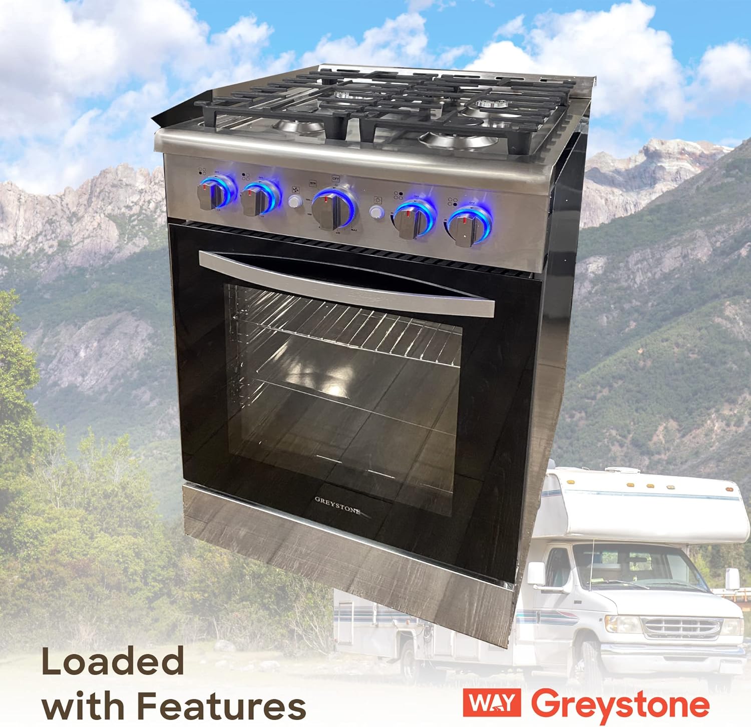 24 Inch Stainless Steel LP Gas RV Range and Cooktop Q193128