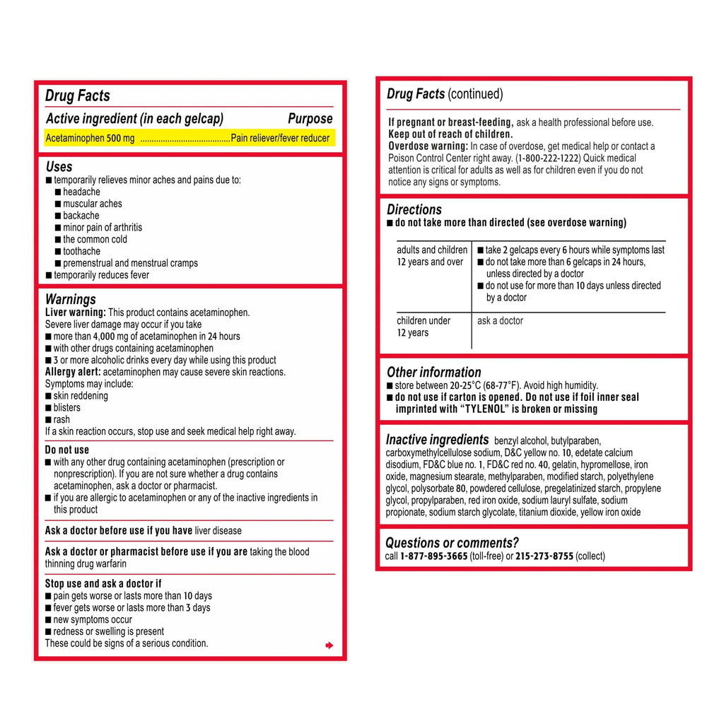 Extra Strength Acetaminophen Rapid Release Gels, 100 ct T5094
