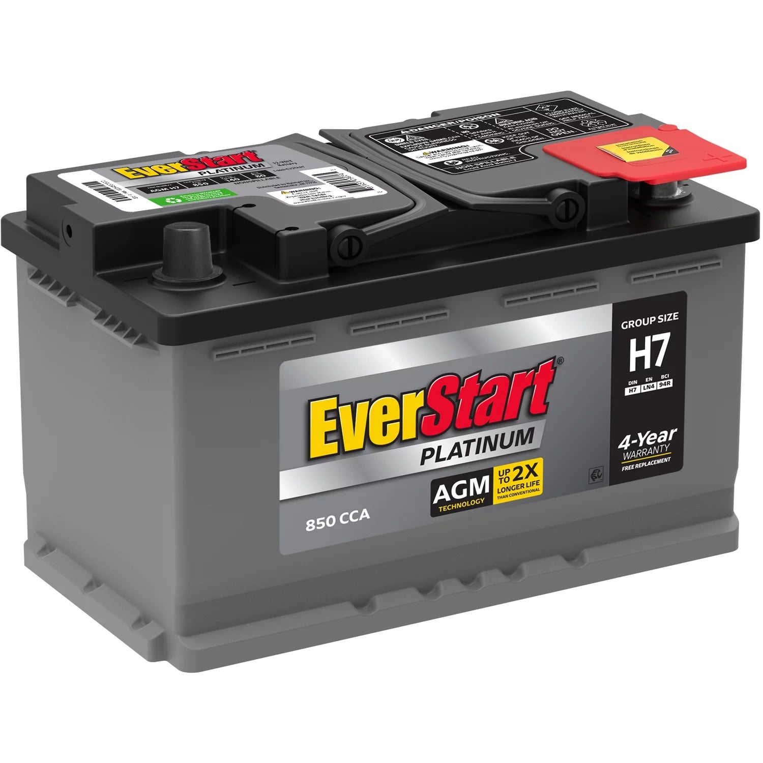 AGM Automotive Battery, Group Size H7 / LN4 / 94R 12 Volt, 800 CCA 140 RC B810565