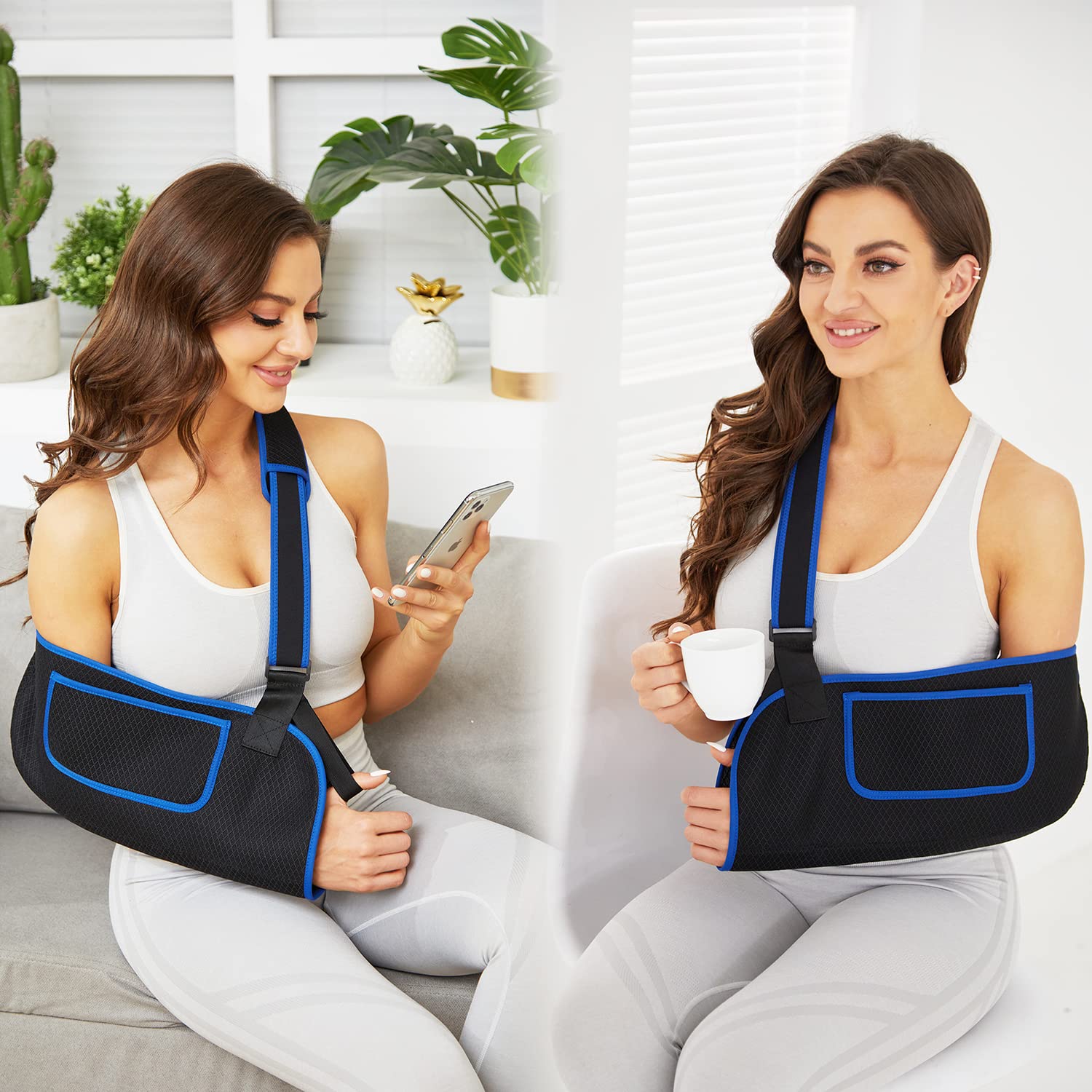 Arm Sling Shoulder Immobilizer with Adjustable Padded Shoulder Brace R61367