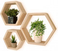 Set Of 3 Oak Hexagon Floating Shelves L75731
