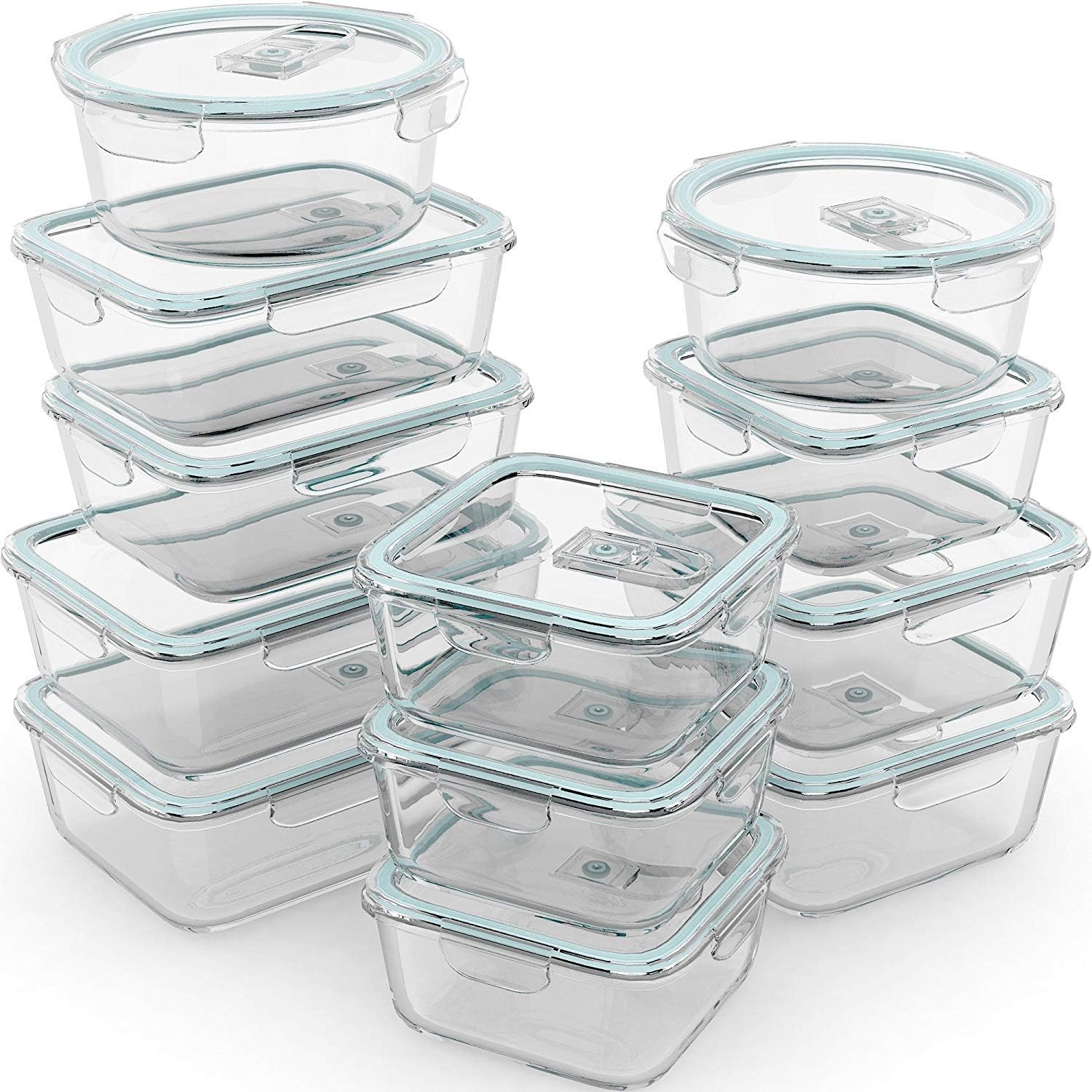 24 Pc Airtight Glass Food Storage Containers with Lids B965630