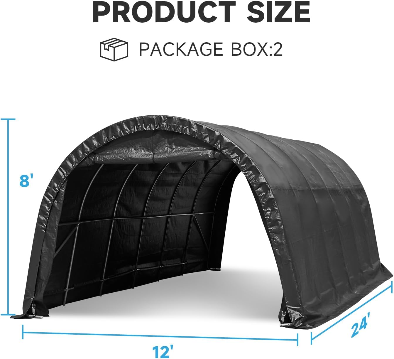 12 x 24 FT Heavy Duty Carport with All-Steel Metal Frame G4887