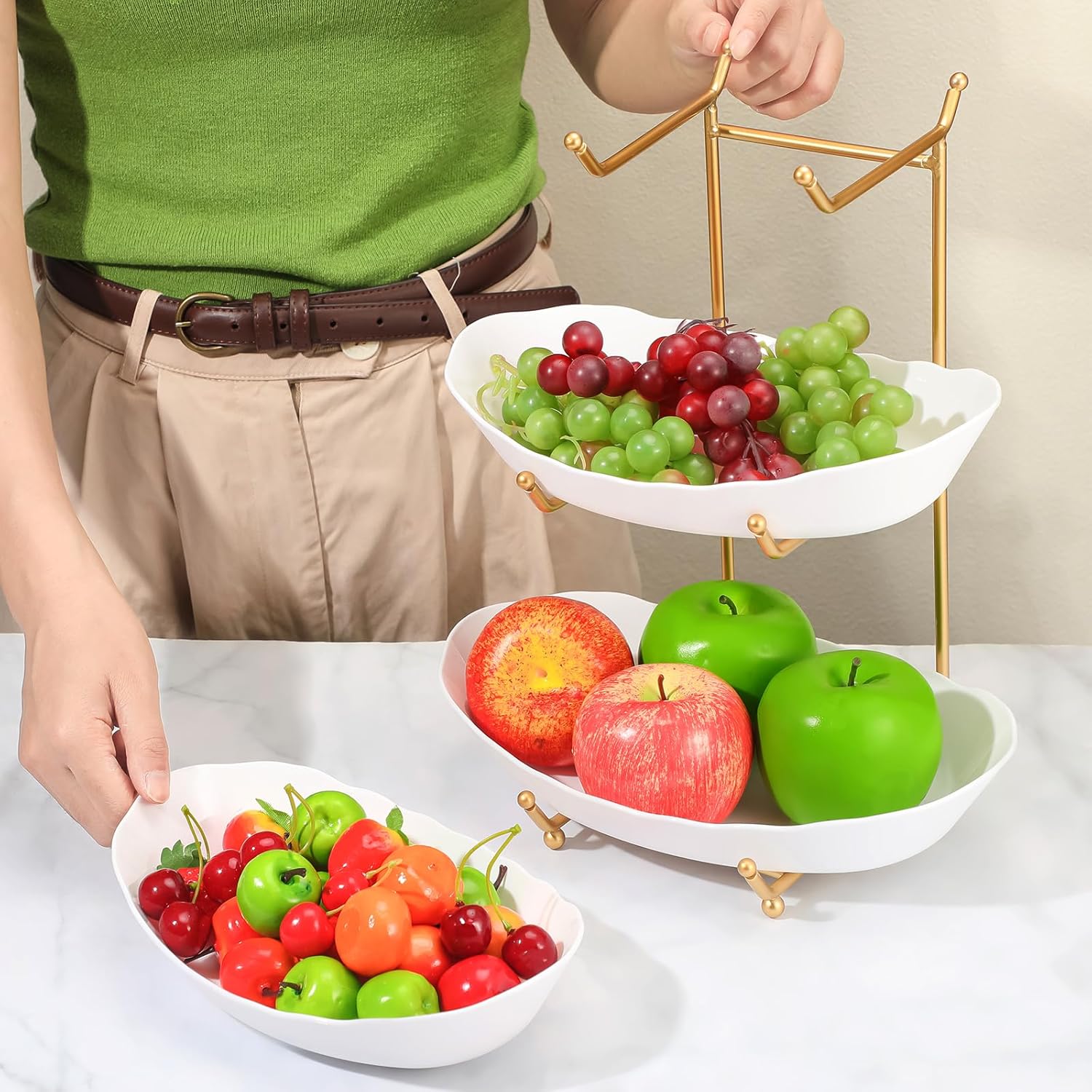 3 Tier Acrylic Fruit Bowl with Metal Rack P9891