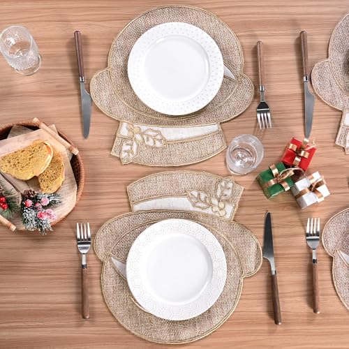 Set of 4 Burlap Christmas Placemats O917672
