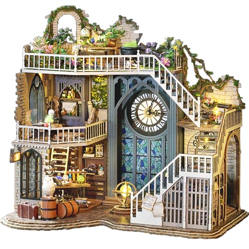 DIY Dollhouse Miniature Wooden Furniture Kit with Dust Proof Cover and Music Box H214975