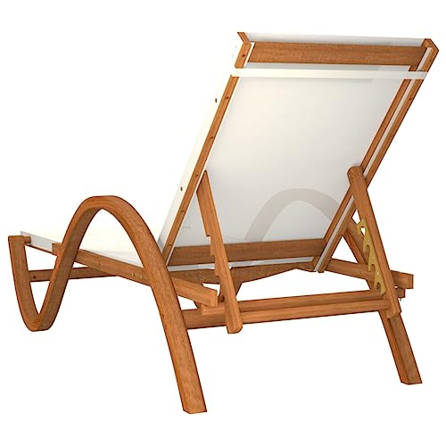 White Textilene and Solid Wood Poplar Sun Lounger K159