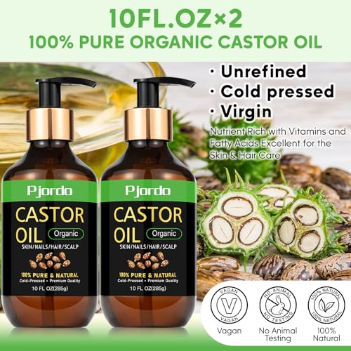 20 fl. oz Organic Cold Pressed Unrefined Pure Castor Oil J202