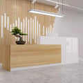 Wood Grain L-shaped Reception Desk with Lockable Drawer Z8570