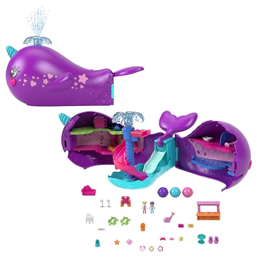 Pollyville Playset, Large Travel Toy with 4 Dolls, Car, 25+ Accessories & Storage G123125