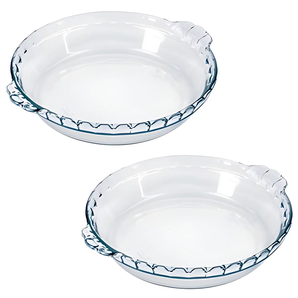 Set of 2 Fluted Glass Pie Plates, 9" Diameter A78898