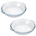 Set of 2 Fluted Glass Pie Plates, 9" Diameter A78898