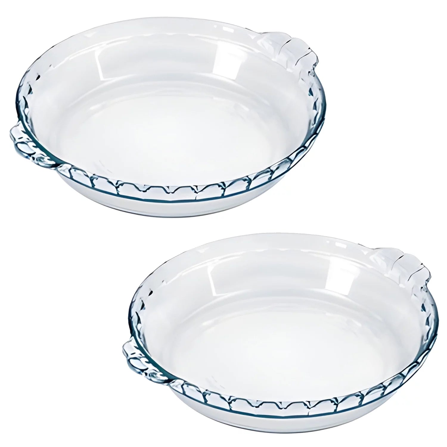 Set of 2 Fluted Glass Pie Plates, 9" Diameter A78898