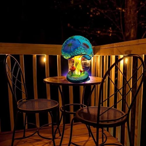 Small Stained Glass Resin Mushroom Table Lamp Y665812