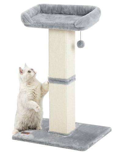 Large Sisal Cat Scratching Post with Plush Perch, Light Grey P593699