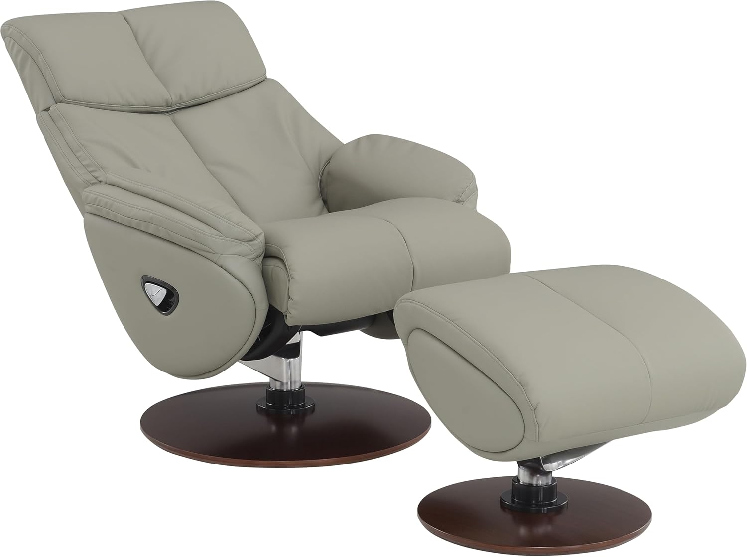 Gray Leather Swivel Chair with Ottoman A931090