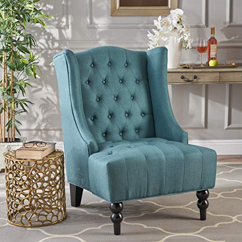 Teal Button-Tufted Fabric Accent Chair G681