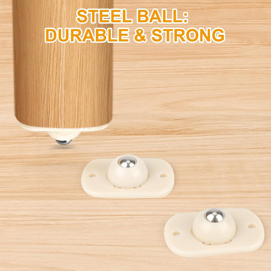 White 8 Pack Self-Adhesive Mini Caster Wheels 360° Swivel Y80244