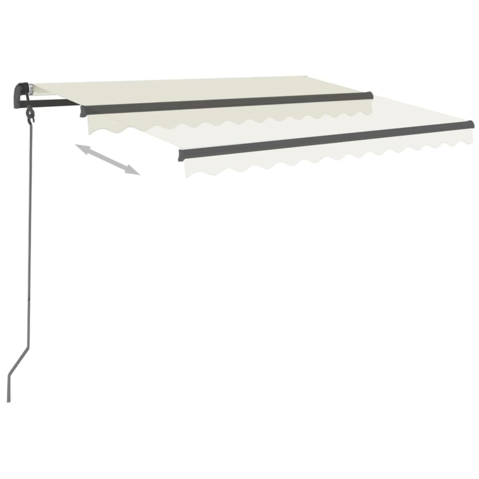 Manual Retractable Awning with Posts Outdoor Canopy Sunshade Shelter Cream 118.1 x 98.4 Inches L56507