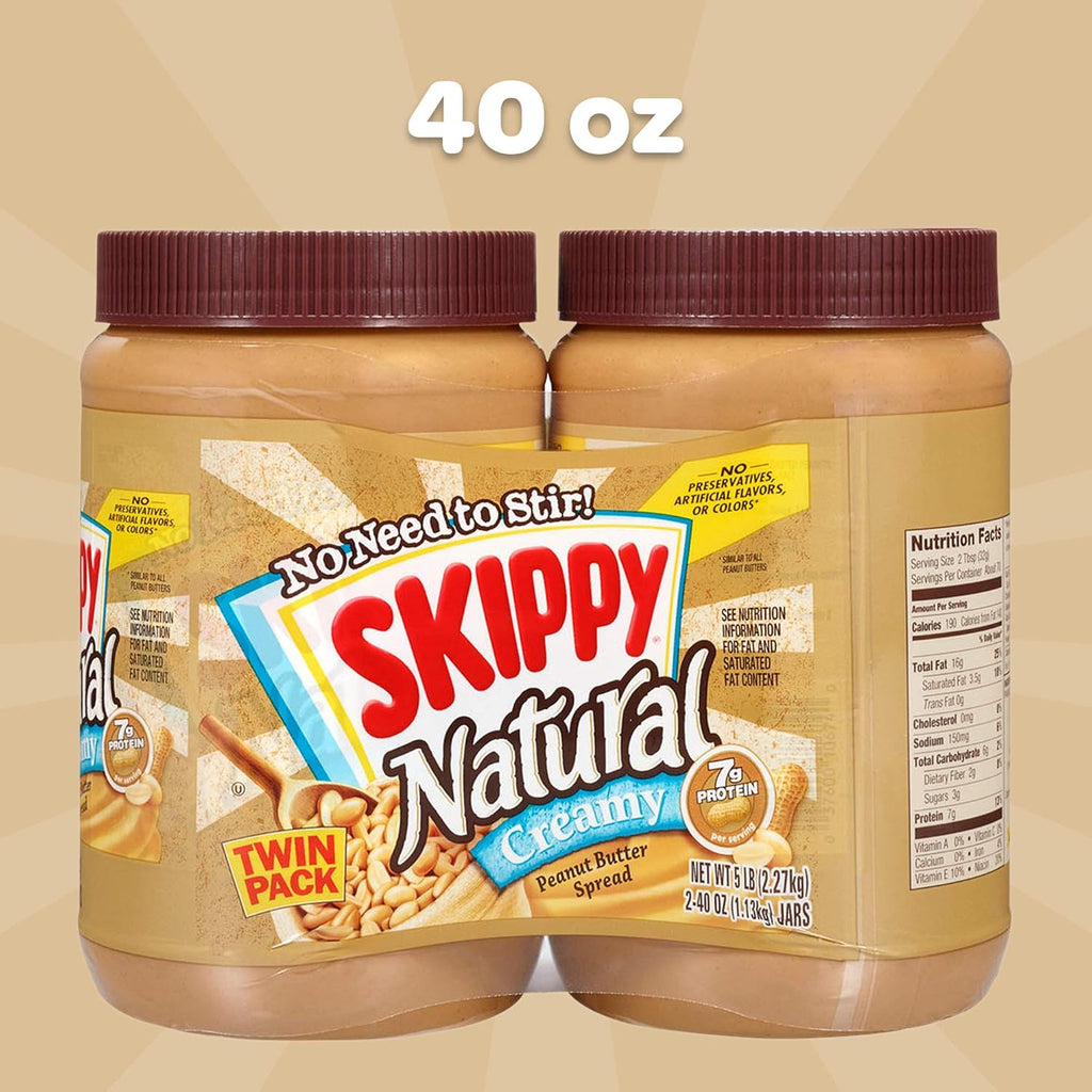 40 Ounce Twin Pack Natural Creamy Peanut Butter Spread P34049