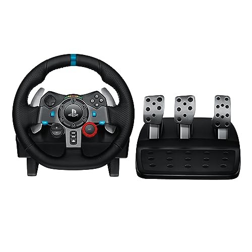 Black Leather Racing Wheel and Floor Pedals B724
